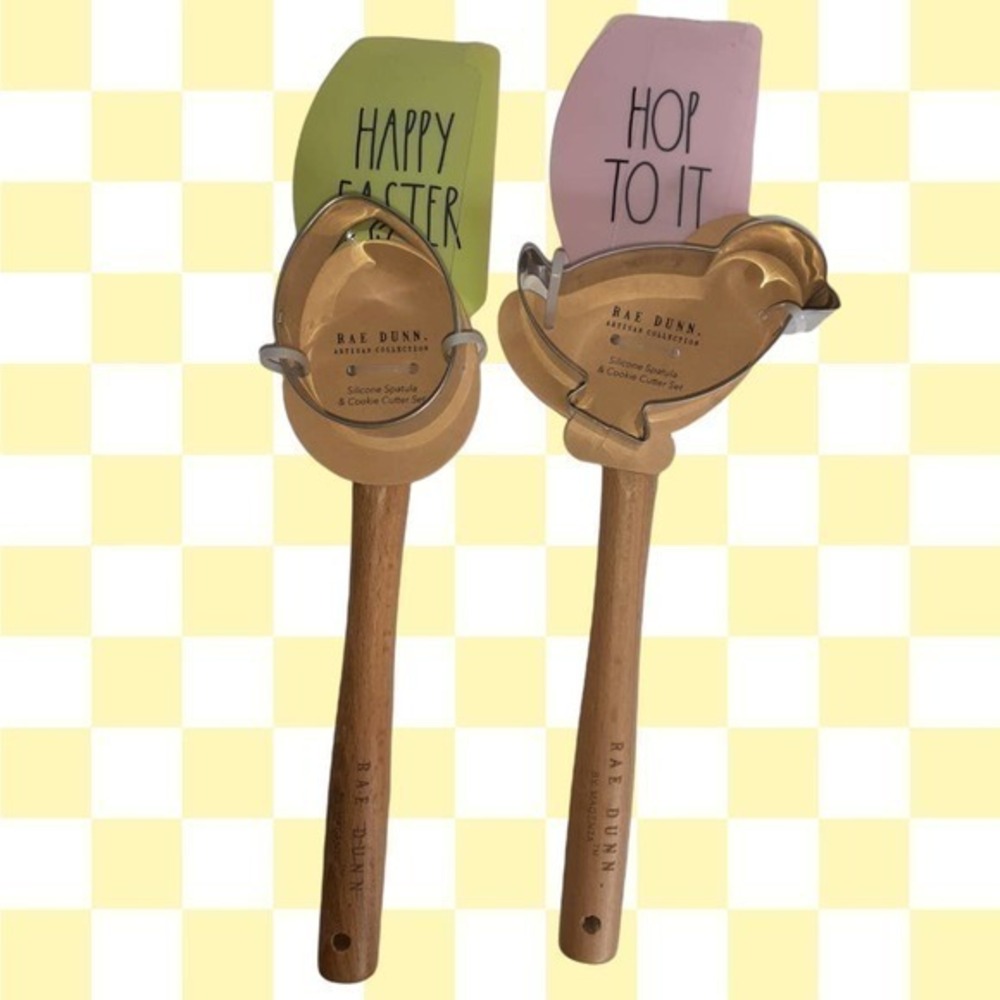 NEW 4 Piece RAE DUNN Set Kitchen Baking Gift‎ Easter Spatulas Cookie Cutters